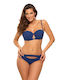 Marko Padded Bikini Set Bra & Slip Bottom with Adjustable Straps Blue