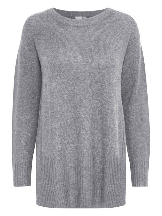 ICHI Women's Long Sleeve Sweater Gray