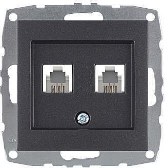 Mono Electric Πρίζα Τηλεφώνου με Πλαίσιο Διπλή σε Γκρι Χρώμα 500-002005131