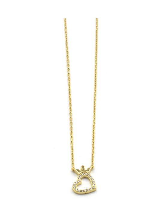 Poco Loco Halskette mit Design Herz aus Vergoldet Silber mit Zirkonia
