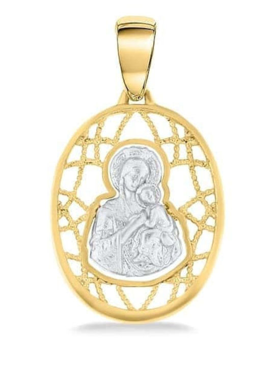 Eforo Pendant Kids Talisman with the Virgin Mary made of Gold 14K PA11400077