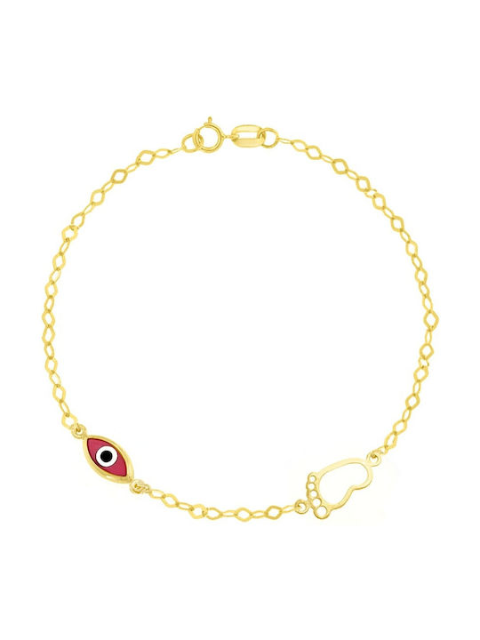 Eforo Kids Bracelet Chain from Gold 14K with Evil Eye