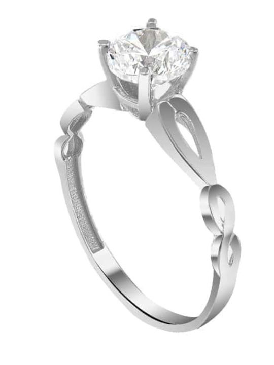 Eforo Единичен камък от Бяло злато 14K