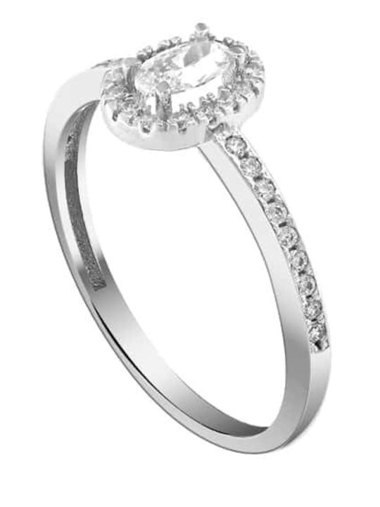 Eforo Einzelner Steinring aus Weißgold 14K