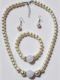 Bizoutaki Set with Necklace , Earrings & Bracelet from Brass with Pearls