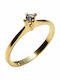 Bizoutaki Single Stone Ring Made of Gold Plated Silver with Zircon