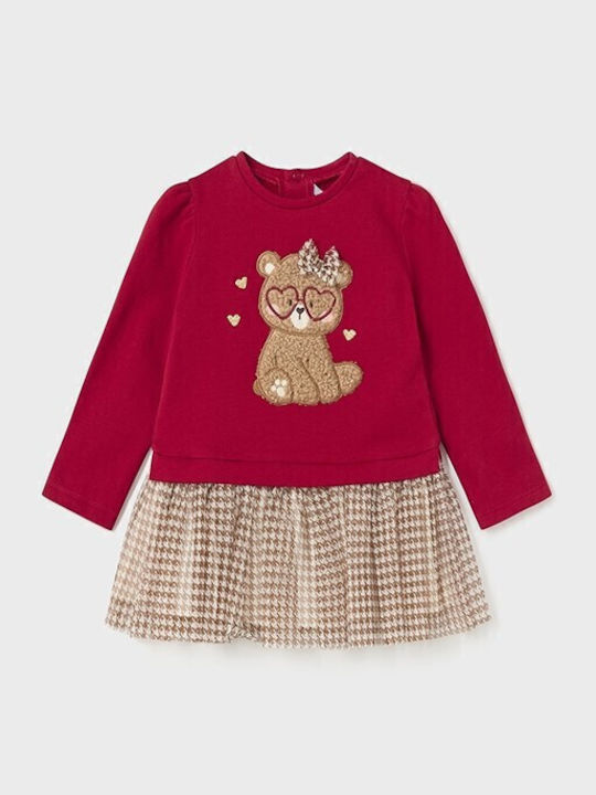 Rochie pentru Copii Mânecă lungă Din tul Set cu Bluză Roșu