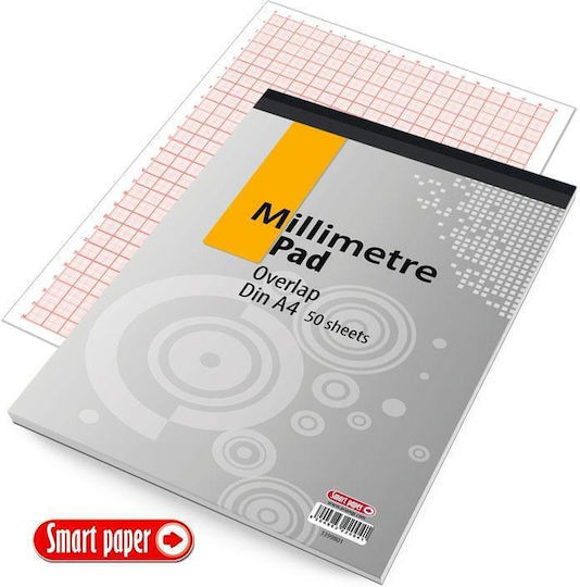 +Efo Notizblock 50 Blätter A4 Quadrat Gray