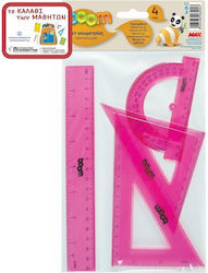 Boom Set 4 Instrumente Geometrice Plastic Roz Boom Set 4 Instrumente Geometrice Plastic Roz