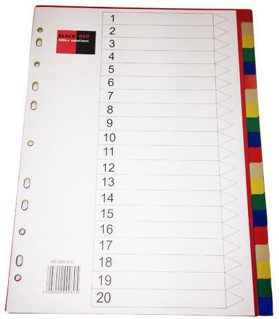 Black Red Plastic Divider for Documents A4 with Holes
