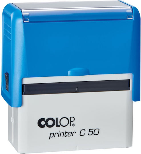 Colop Self-Inking Text Stamp in Greek Language with Blue Ink
