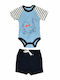 Potre Set Babystrampler Kurzärmelig mit Shorts Hellblau 2Stück