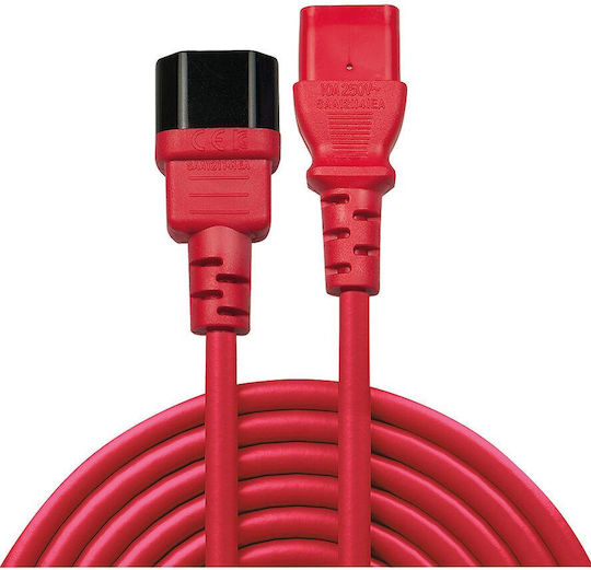 Lindy IEC C14 - IEC C13 Cable 1m Κόκκινο 30477