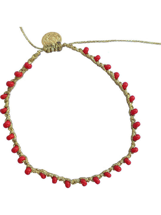 Theodora's Jewellery Brățară De Glezna Placată Cu Aur Din Alamă Roșie