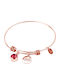 Natalie Gersa Women's Handcuff Bracelet with Heart Design in Gold Plated Stainless Steel with Zircon 21cm