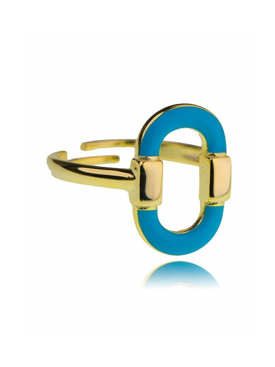 Paraxenies Women's Gold Plated Silver Ring with Enamel