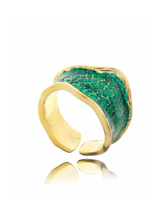 Paraxenies Women's Gold Plated Silver Ring with Enamel