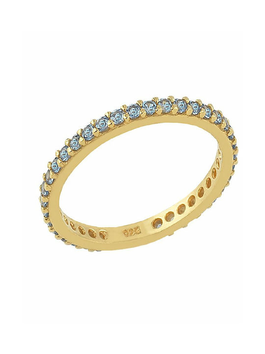 Paraxenies Women's Gold Plated Silver Eternity Ring with Zircon