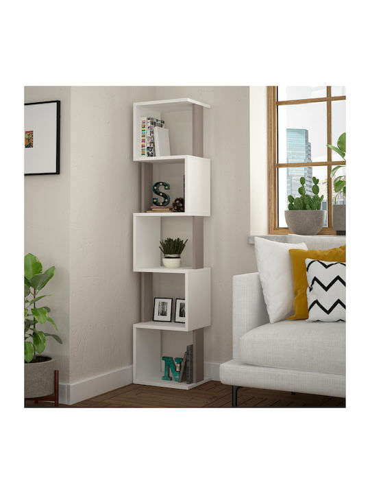 Corner Bookcase White / Mocha Open 35x30x161cm