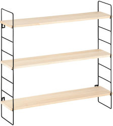 Wall Metal / Solid Wood Shelf Natural 50x12x50cm