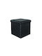 Stools For Living Room with Storage Space Upholstered with Faux Leather Black 1pcs 38x38x37cm