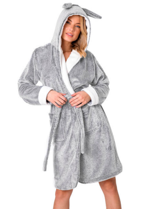 Aruelle Winter Women's Fleece Robe Gray