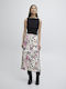 ICHI Maxi Skirt Floral in Gray color