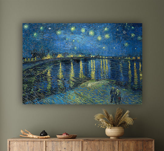 I-gallery Starry Night Over Πίνακας Αντίγραφο του Van Gogh σε Καμβά 120x80cm
