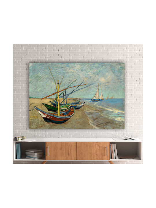 I-gallery Fishing Boats On Πίνακας Αντίγραφο του Van Gogh σε Καμβά 120x80cm