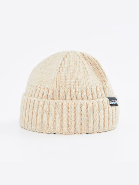 Aristoteli Bitsiani Beanie Männer Beanie mit Rippstrick in Beige Farbe