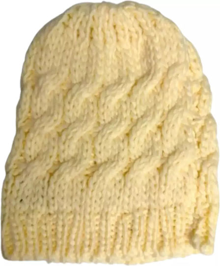 Beanie Cap with Braid Beige
