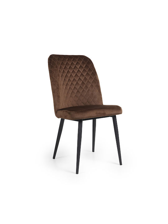 Kitchen Velvet Chair Brown 47x49x88cm