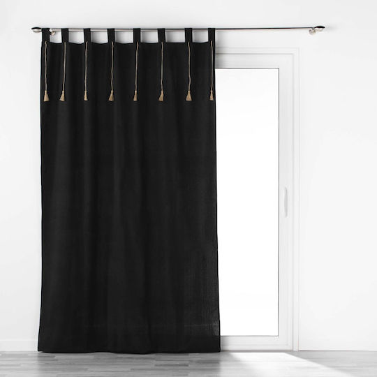 PanOikos Κουρτίνα με Τιράντες Μαύρη 140x240εκ.