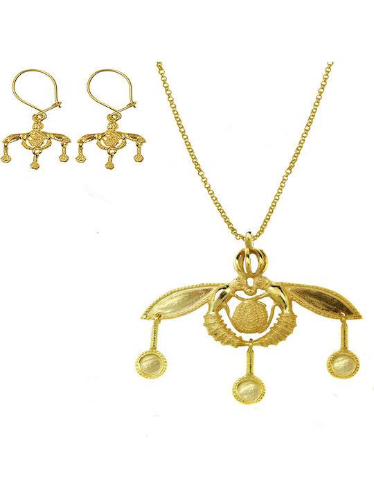 Theodora's Jewellery Gold Plated Silver Set Necklace & Earrings