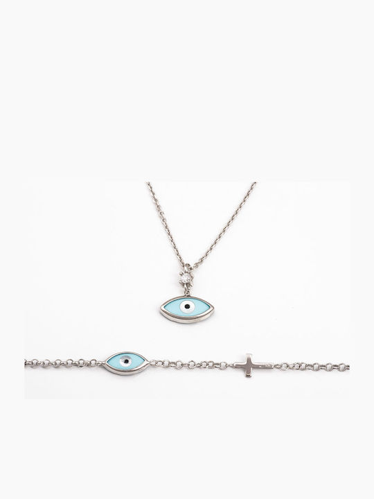 Kosmima Shop Silver Set Necklace & Bracelet