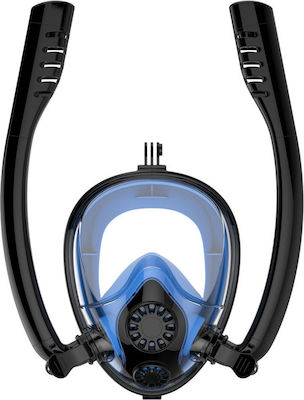 Amphibea Μάσκα Θαλάσσης Σιλικόνης Full Face με Αναπνευστήρα σε Μαύρο χρώμα
