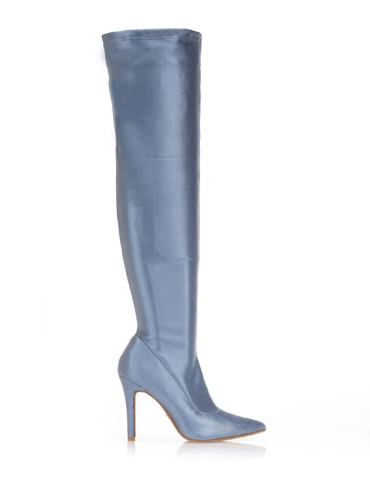 Tsoukalas Damenstiefel Über dem Knie Hellblau