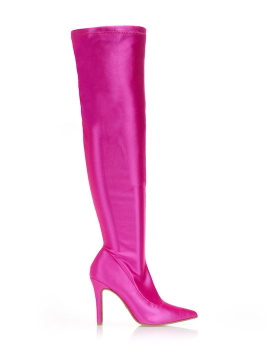 Damenstiefel Über dem Knie Fuchsie