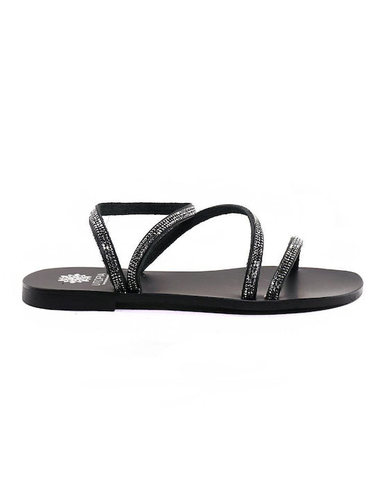 Utopia Sandals Women's Flat Sandals in Black Color