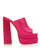 Mohicans Black Line Chunky Heel Mules Fuchsia