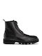 Perlamoda Men's Leather Military Boots Black