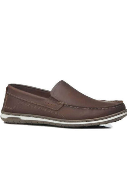 Δερμάτινα Ανδρικά Loafers σε Καφέ Χρώμα
