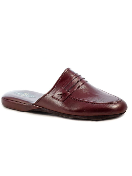 Yfantidis Men's Leather Slippers Burgundy