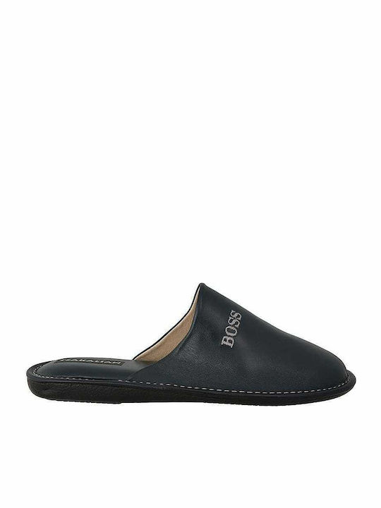 Men's Leather Slippers Blue