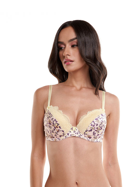 Balconette Bej Sutien Push Up fără Baloane
