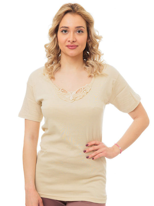 Onurel Women's Short Sleeve T-Shirt Beige