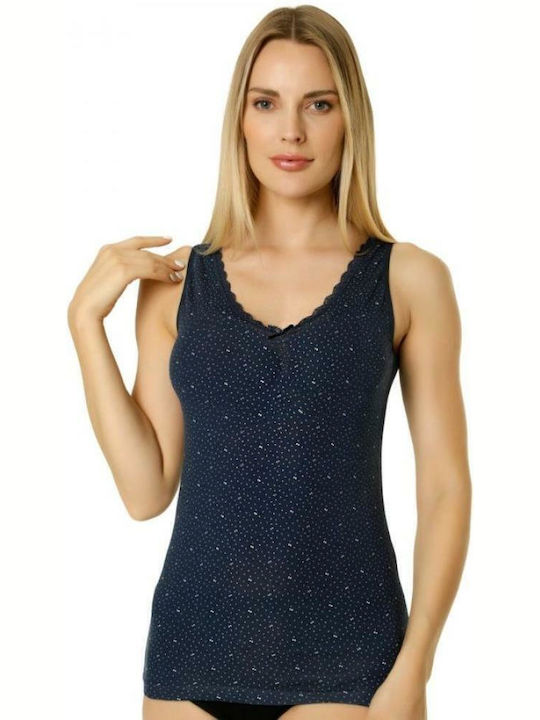 Sexen Ärmellos Marineblau Damen T-Shirt
