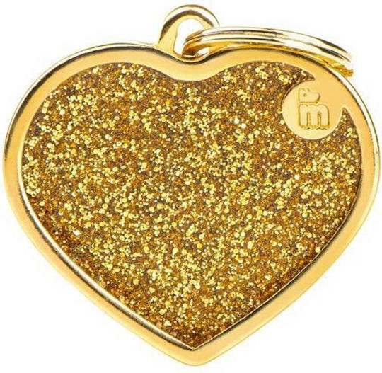 My Family SHINE Dog ID Tag Heart Gold Metal Personalized