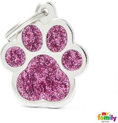 My Family SHINE Dog ID Paw Pink Metal Large