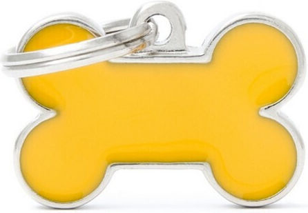My Family Hundemarke Knochen Gelb Metall Klein